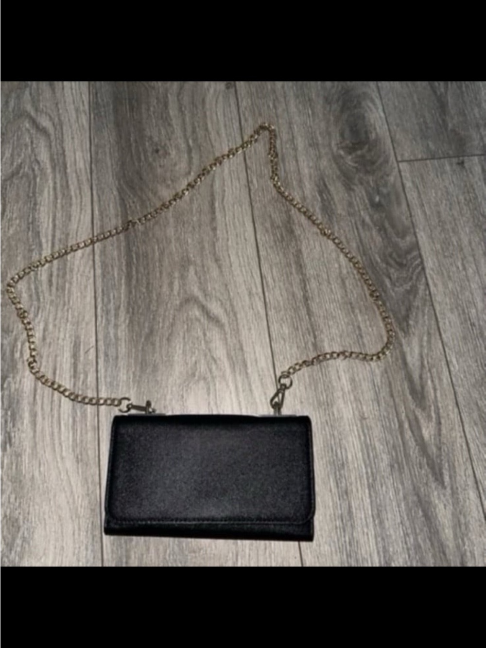 Black Crossbody Wallet with Gold Chain